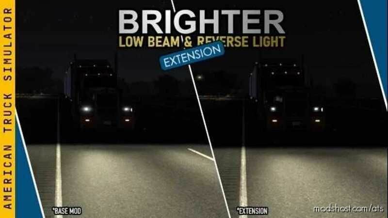 ATS Headlights Part Mod: Brighter LOW Beam Headlights And Reversing Lights V1.2.13 1.47 (Featured)