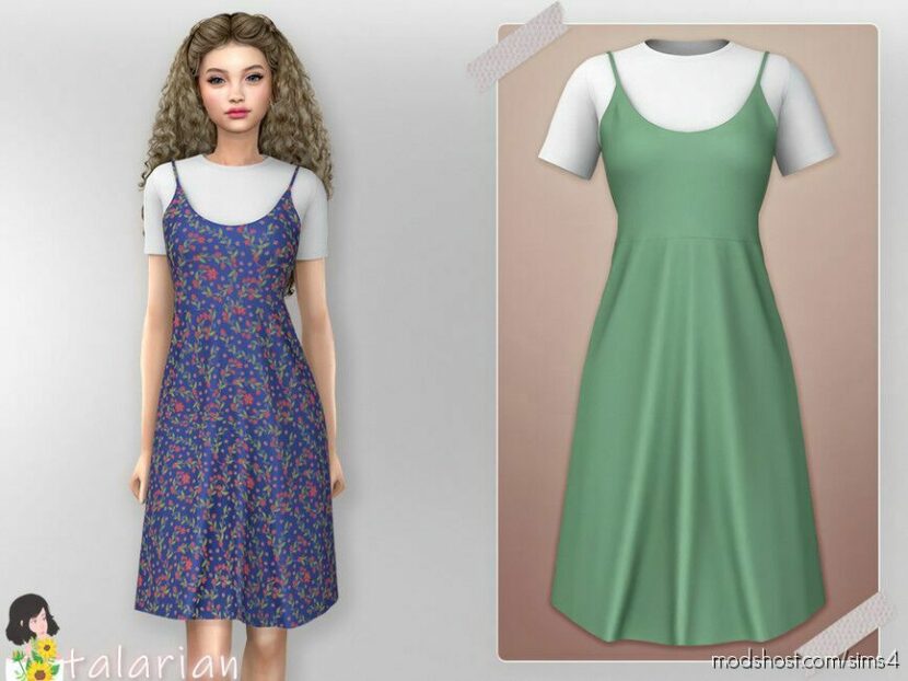 Sims 4 Elder Clothes Mod: Freya Sundress With A T-Shirt (Featured)