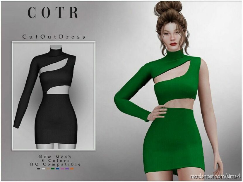 Sims 4 Everyday Clothes Mod: Chordoftherings Front CUT OUT Dress D-234 (Featured)