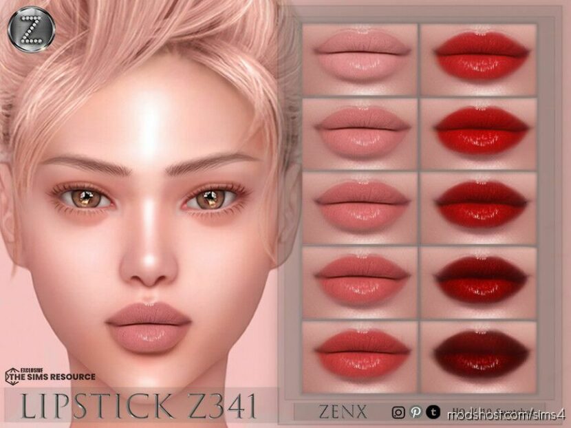 Sims 4 Female Makeup Mod: Lipstick Z341 (Featured)