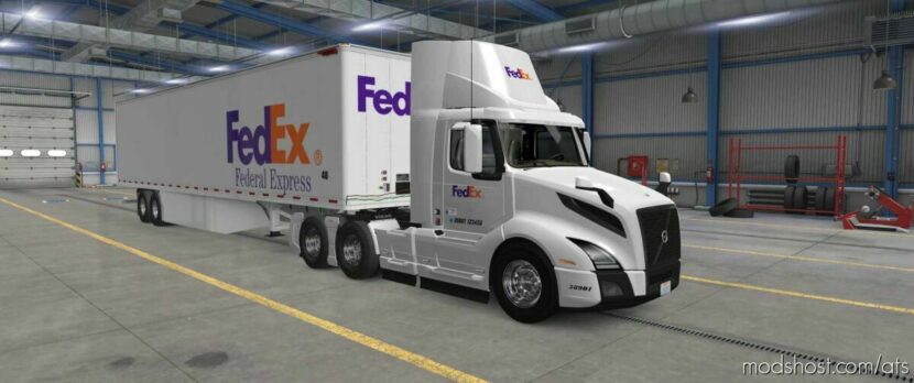 ATS Volvo Mod: 2018 VNL 300 Ruda REF 48 53 FIT Fedex Skin 1.47 (Featured)