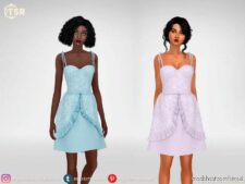 Sims 4 Teen Clothes Mod: Dress With Lace Corset And Double Skirt (Image #2)