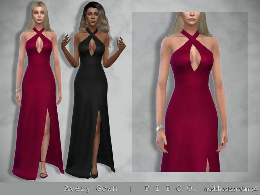 Sims 4 Teen Clothes Mod: Avery Gown. (Featured)