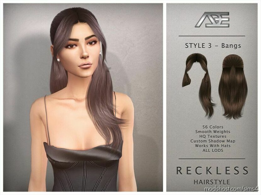 Sims 4 Female Mod: Reckless – Style 3 With Bangs (Hairstyle) (Featured)