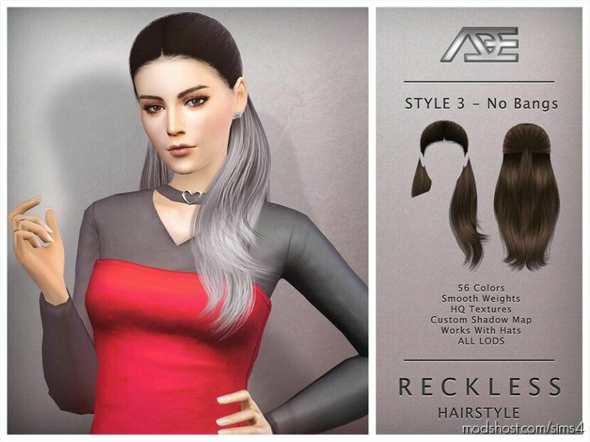 Sims 4 Female Hair Mod: Reckless – Style 3 Without Bangs (Featured)