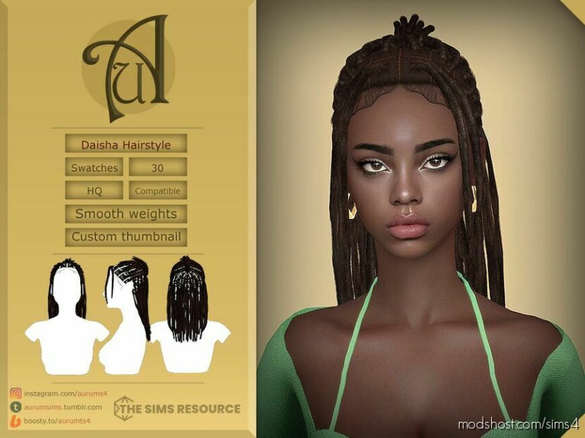 Sims 4 Female Mod: Daisha – Female Hairstyle (Featured)