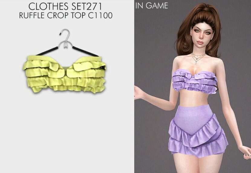 Sims 4 Elder Mod: Clothes SET271 – Ruffle Crop TOP C1100 (Featured)