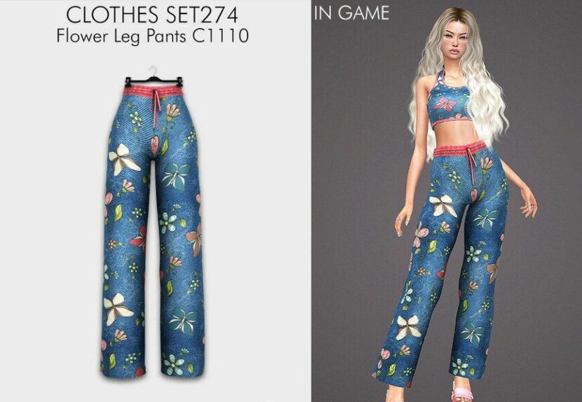 Sims 4 Adult Mod: Clothes SET274 – Flower LEG Pants C1110 (Featured)