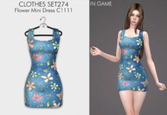 Sims 4 Female Mod: Clothes SET274 – Flower Mini Dress C1111 (Featured)