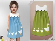 Sims 4 Female Clothes Mod: Ella Dress With Goose Print (Featured)