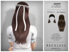 Sims 4 Female Mod: Reckless – Style 4 Without Bangs (Hairstyle) (Featured)