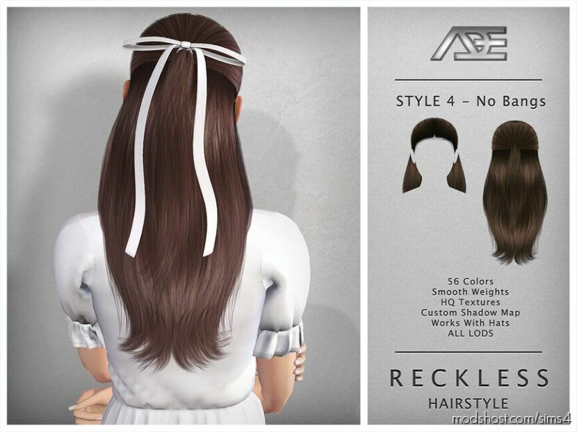 Sims 4 Female Mod: Reckless – Style 4 Without Bangs (Hairstyle) (Featured)