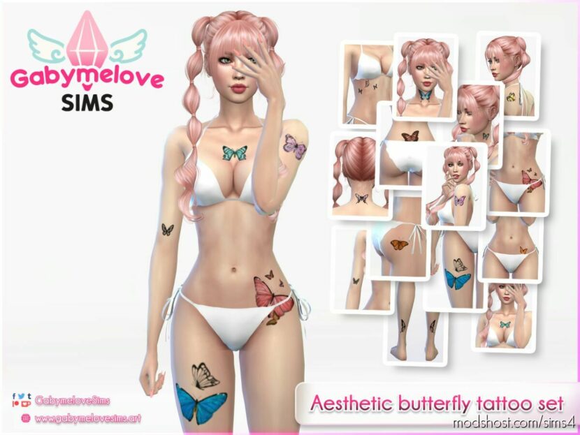 Sims 4 Mod: Aesthetic butterfly tattoo set (Featured)