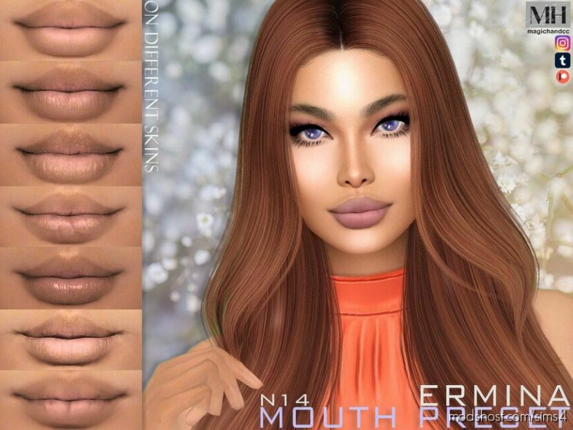 Sims 4 Mod: Ermina Mouth Preset N14 (Featured)