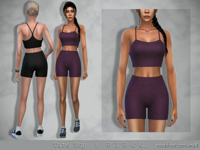 Sims 4 Elder Clothes Mod: Tate TOP. (Featured)