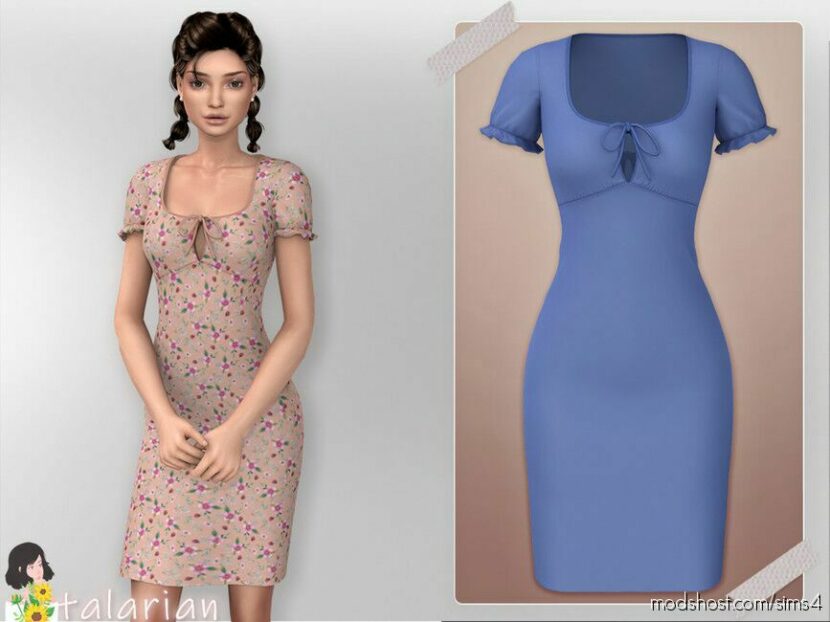 Sims 4 Teen Clothes Mod: Sloane Dress With Short Sleeves (Featured)