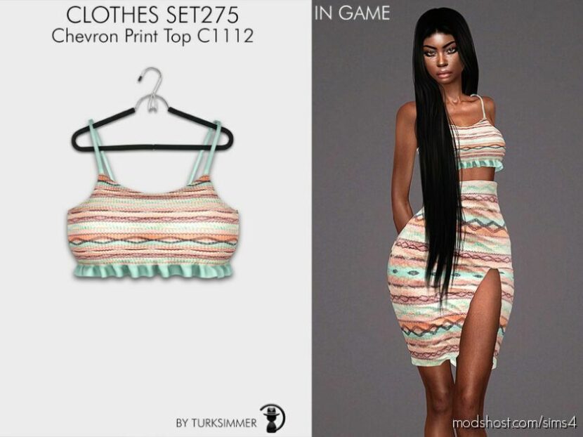 Sims 4 Adult Mod: Clothes SET275 – Chevron Print TOP C1112 (Featured)