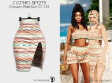 Sims 4 Teen Mod: Clothes SET275 – Chevron Print Skirt C1113 (Featured)