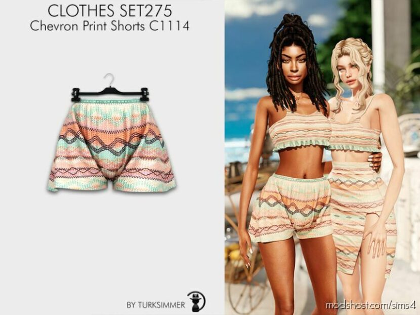 Sims 4 Elder Mod: Clothes SET275 – Chevron Print Shorts C1114 (Featured)