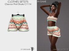 Sims 4 Elder Mod: Clothes SET275 – Chevron Print Shorts C1114 (Image #2)