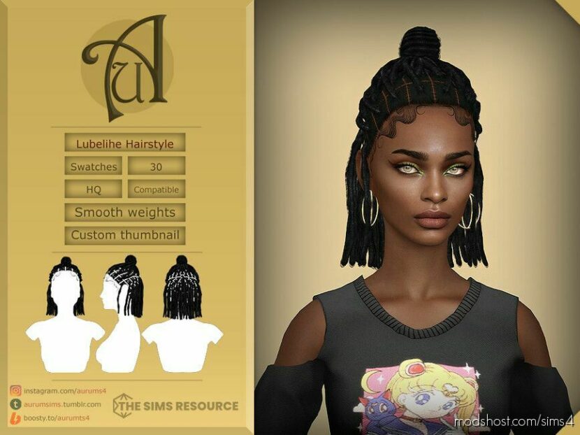 Sims 4 Female Hair Mod: Lubelihe – Female Updo Locs (Featured)