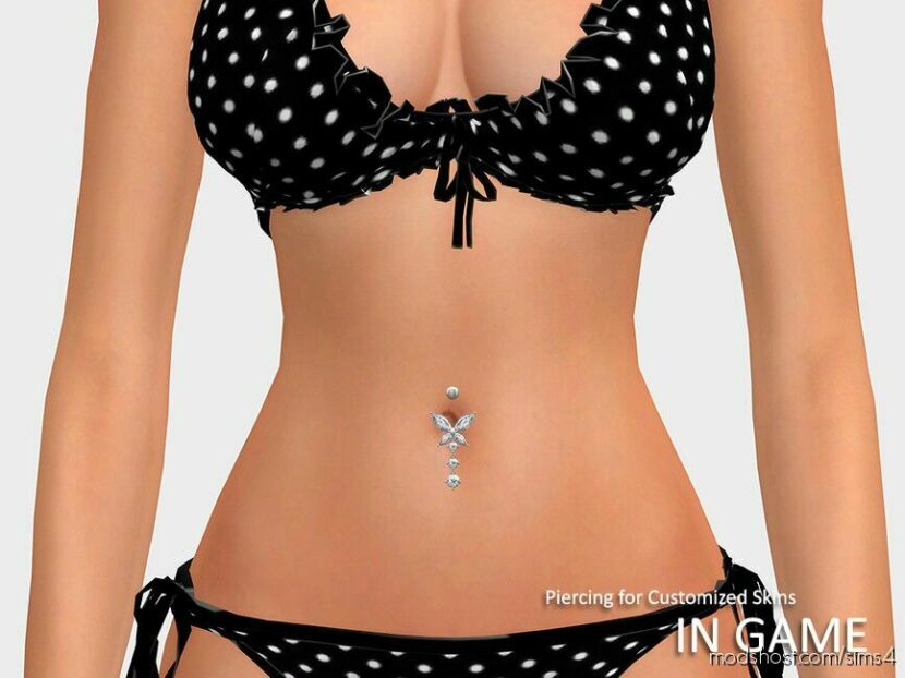 Sims 4 Accessory Mod: Diamond Butterfly Belly Button Piercing (Featured)