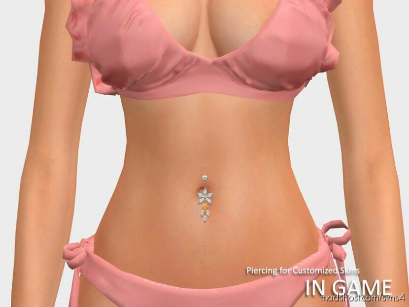 Sims 4 Accessory Mod: Diamond Flower Belly Button Piercing (Featured)