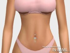 Sims 4 Accessory Mod: Diamond Flower Belly Button Piercing (Image #2)