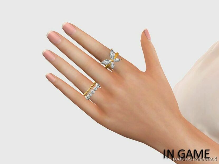 Sims 4 Female Accessory Mod: Diamond Butterfly Rings V2 Left (Featured)