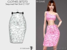 Sims 4 Female Mod: Clothes SET273 – Sequined NET Skirt C1107 (Image #2)