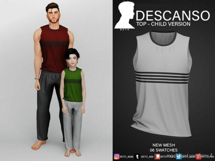 Sims 4 Kid Clothes Mod: Descanso (TOP – Child Version) (Featured)