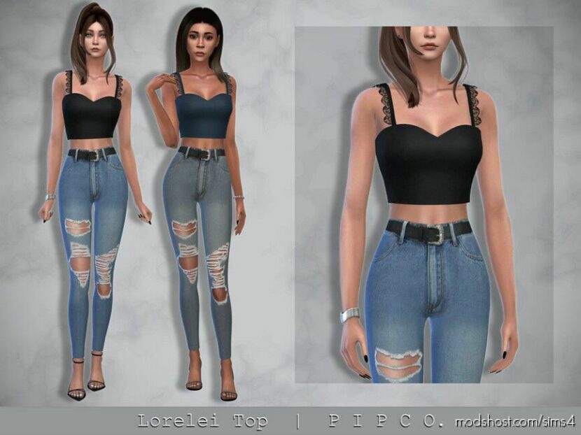 Sims 4 Female Clothes Mod: Lorelei TOP. (Featured)