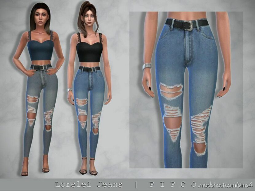 Sims 4 Teen Clothes Mod: Lorelei Jeans (Ripped). (Featured)