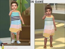 Sims 4 Kid Clothes Mod: Penelope Asymmetric Dress (Image #2)