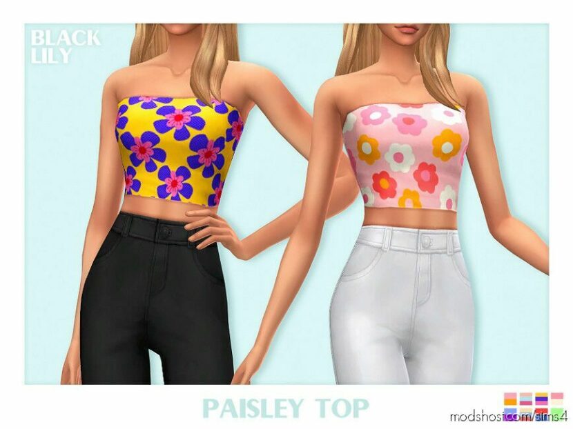 Sims 4 Female Clothes Mod: Paisley TOP (Featured)