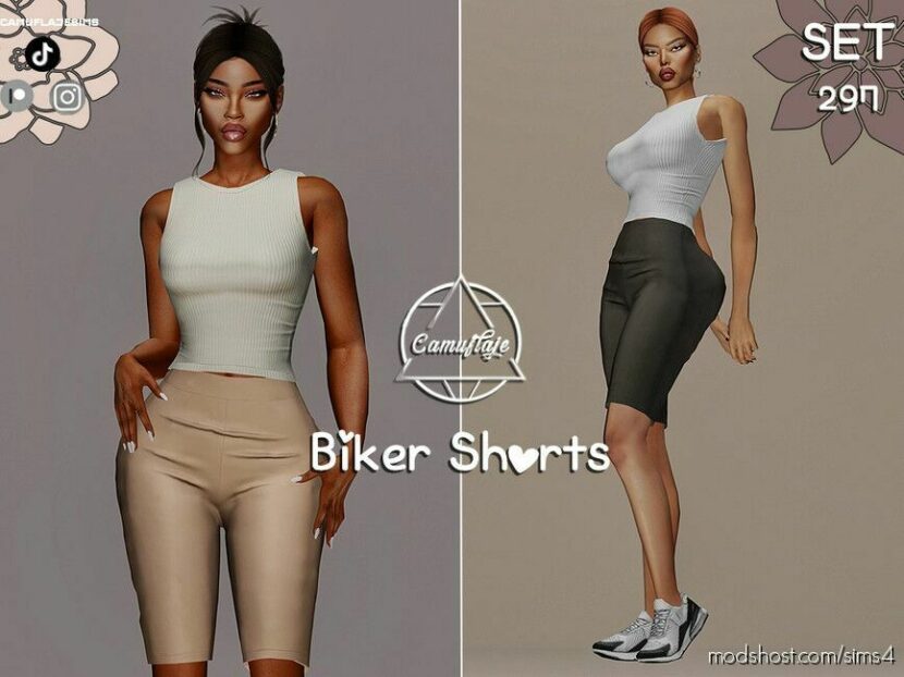 Sims 4 Everyday Clothes Mod: SET 297 – Biker Shorts (Featured)