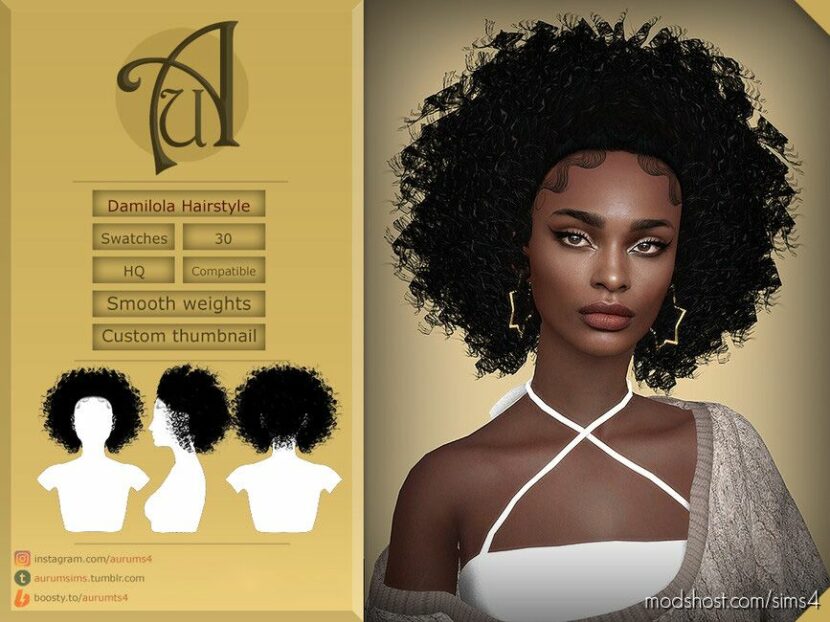 Sims 4 Female Mod: Damilola – Female And Male Curly Hairstyle (Featured)