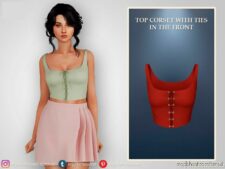 Sims 4 Teen Clothes Mod: TOP Corset With Ties In The Front (Featured)