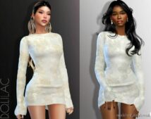 Sims 4 Elder Clothes Mod: Embroidered Mini Dress DO904 (Featured)