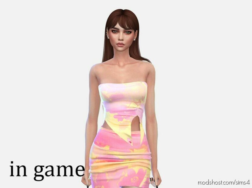 Sims 4 Elder Clothes Mod: Print Slinky Asymmetric TOP (Featured)