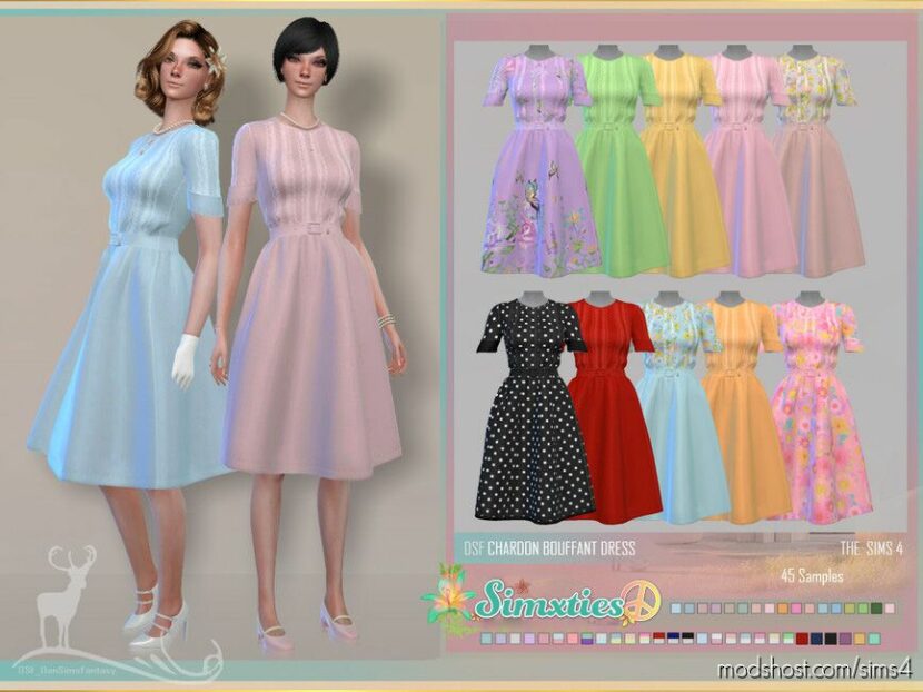 Sims 4 Adult Clothes Mod: Simxties Chardon Bouffant Dress (Featured)