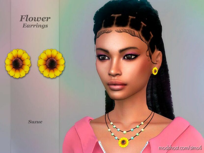 Sims 4 Female Accessory Mod: Flower Earrings (Featured)