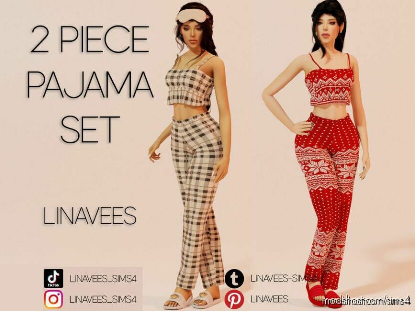 Sims 4 Sleepwear Clothes Mod: Piera – Pajama SET (Featured)