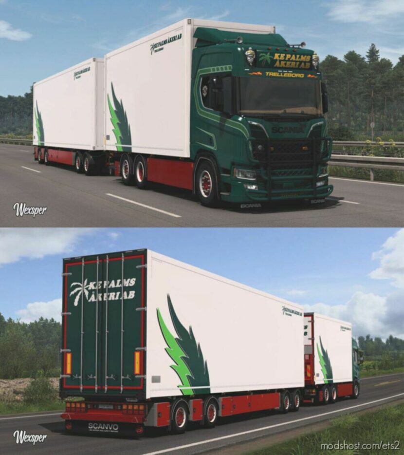 ETS2 Scania Mod: Update Scania R & S KE Palms Akeri AB Skin Pack By Wexsper (Featured)