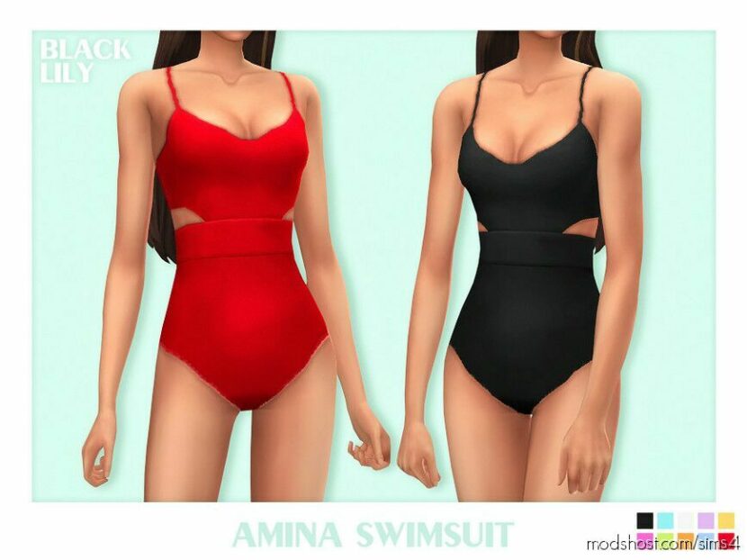 Sims 4 Female Clothes Mod: Amina Swimsuit (Featured)