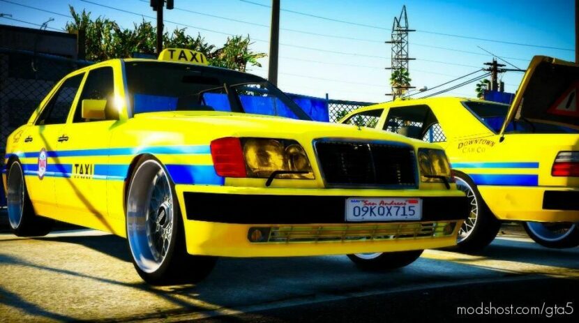 GTA 5 Mercedes-Benz Vehicle Mod: E500 W124 Taxi LOS Santos V1.2 (Featured)