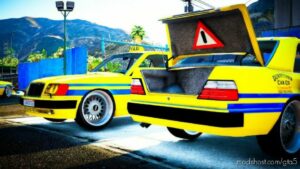 GTA 5 Mercedes-Benz Vehicle Mod: E500 W124 Taxi LOS Santos V1.2 (Image #3)