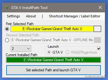 GTA 5 Mod: GTA V Installpath Tool V9.1 (W/ Shortcuts & R* Launcher Support) (Featured)