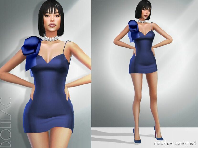 Sims 4 Adult Clothes Mod: BOW Embellished Midi Dress DO908 (Featured)