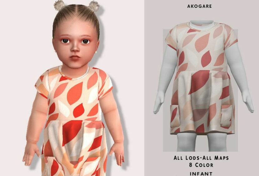 Sims 4 Kid Clothes Mod: I-Leaf Dress (Featured)